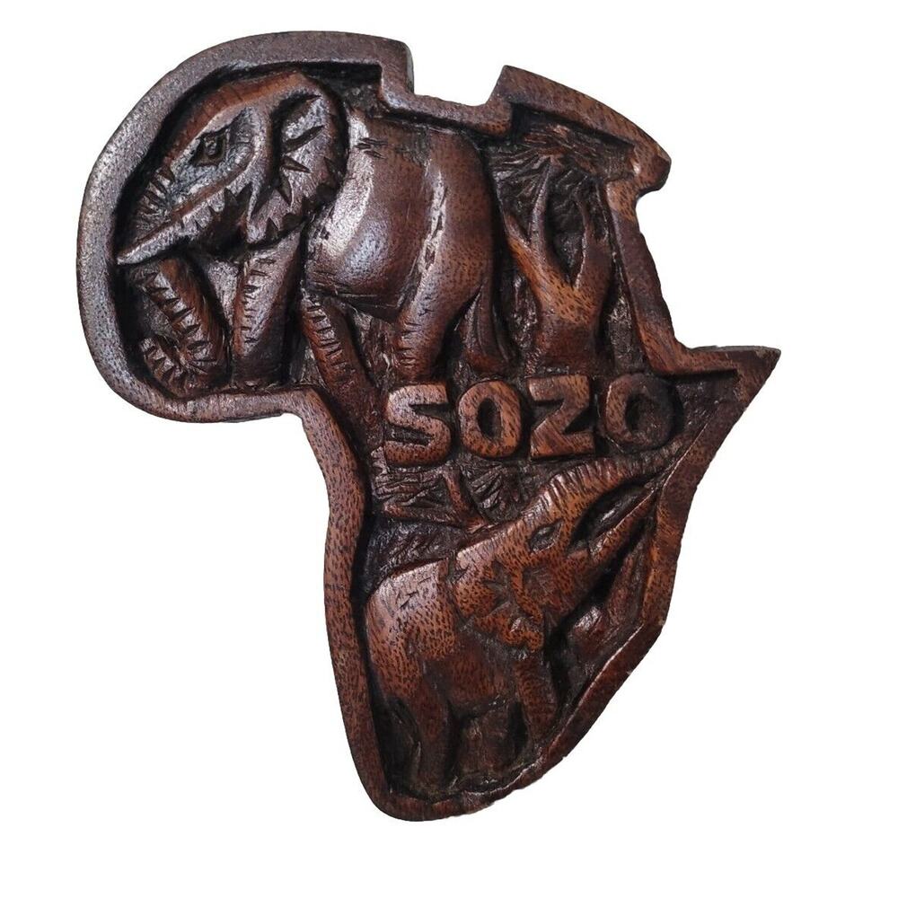 Africa SOZO Continent Wood Wooden Figurine Sculpture Art Wall Decor
